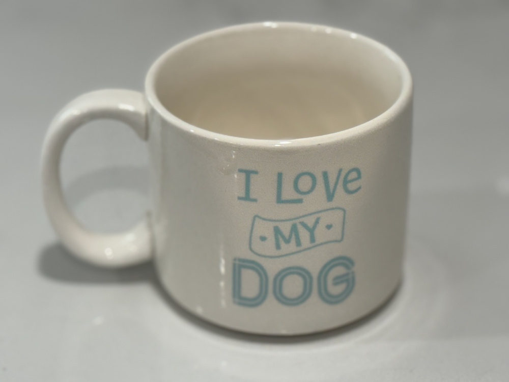 Modern Expressions I Love My Dog Blue White Ceramic Coffee Mug 12 oz
